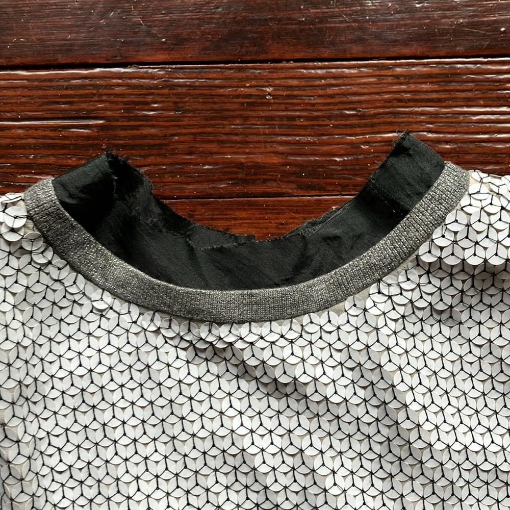 Diane Von Furstenberg White Sequin Open Back Top